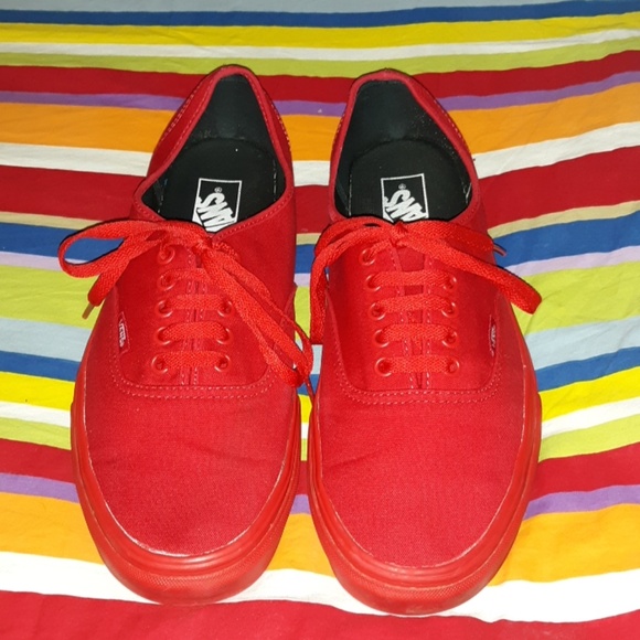 Vans authentic true red & black skate shoes Clearance